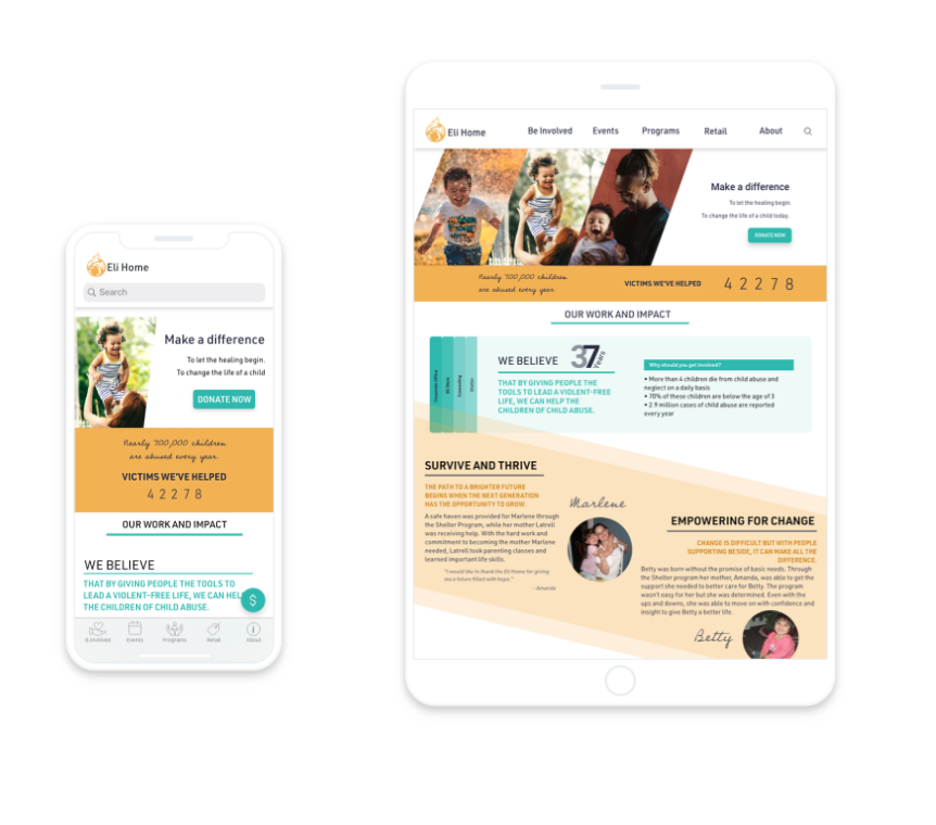 initial prototype of The Eli Home website.