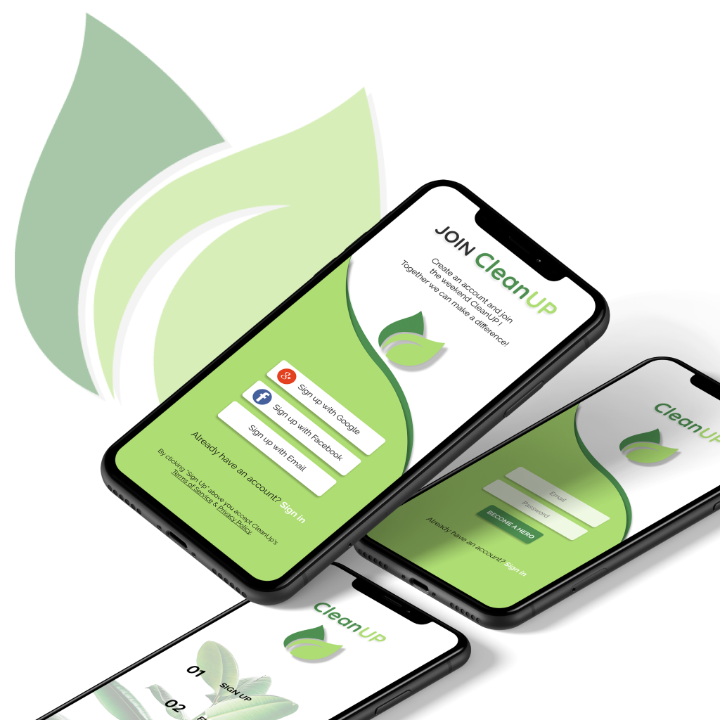 UI of a sign up screen for a new mobile app highlighting plant-based products.