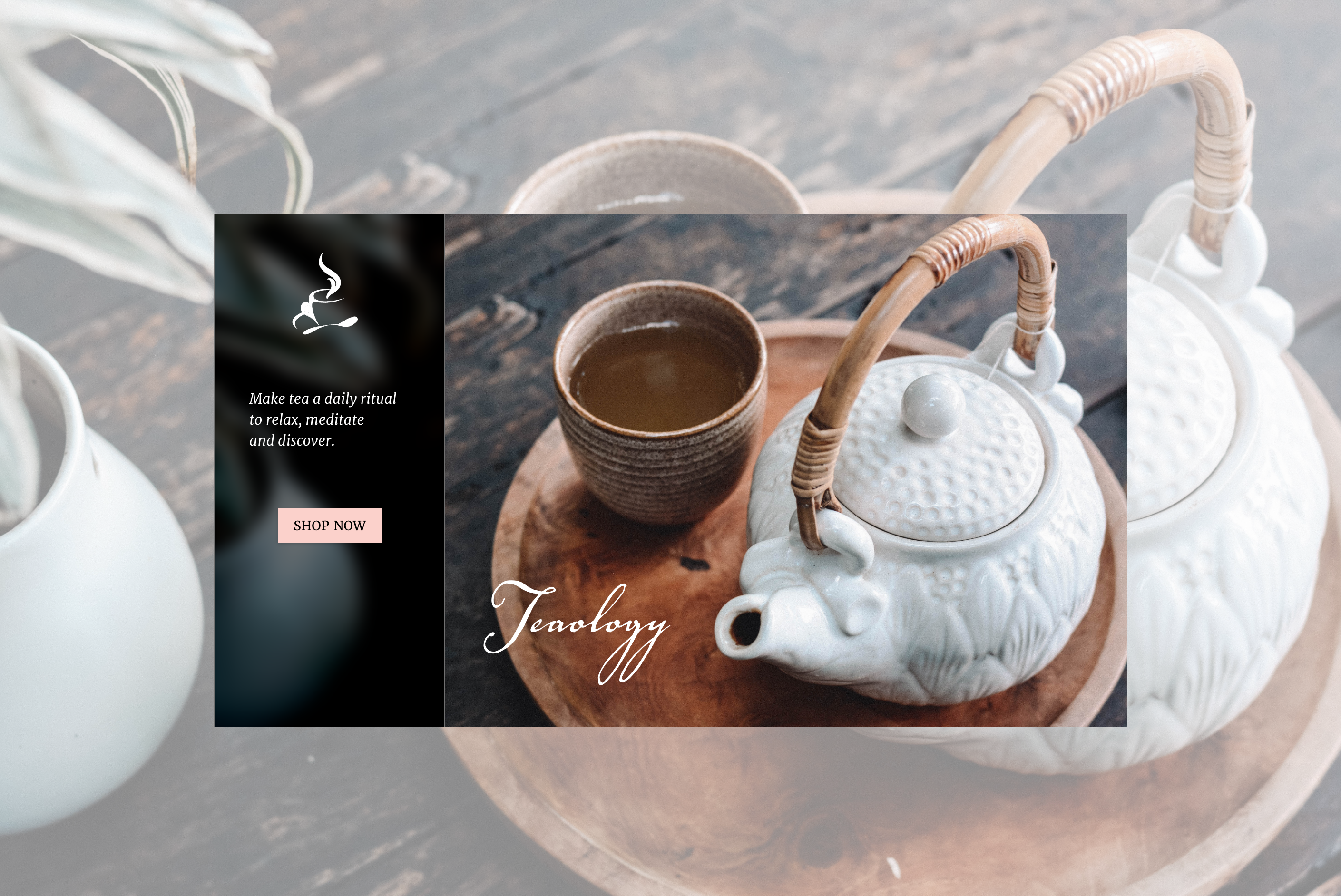 UI for a tea company's landing page.