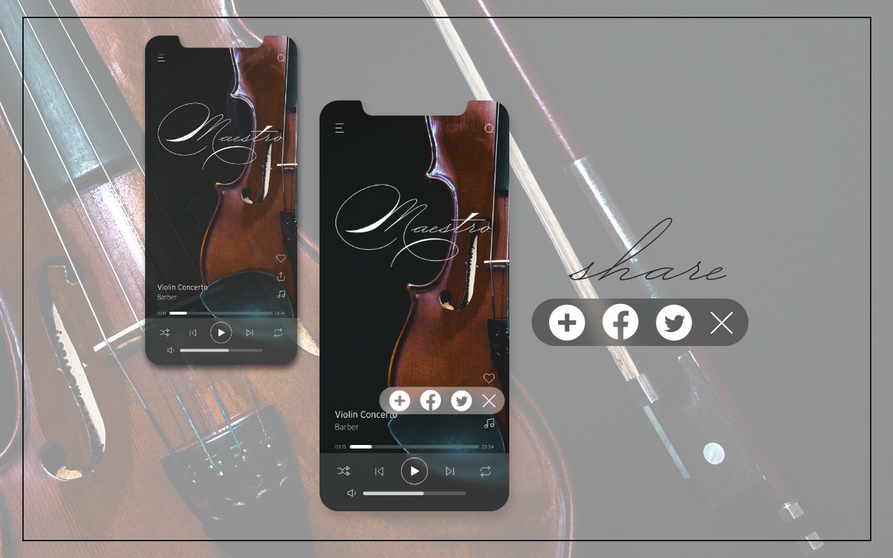 UI of a song share to social media.